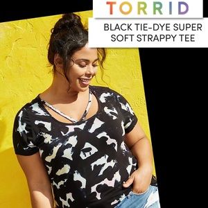 Torrid Black Tie Dye Strappy Super Soft Tee NWT Size 2